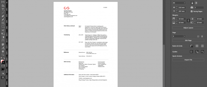 IXD302 – Creating my final cv and cover letter