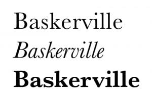 Baskerville-roman, italics and bold