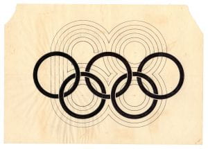 Image of Wyman's original compass sketch for the 1968 Olympics