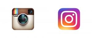 Image of before and after the 2016 redesign of the instagram icon