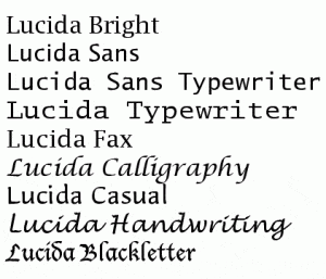 8 styles of Lucida