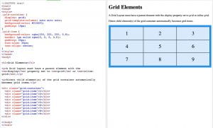 HTML and CSS coding required to create a grid