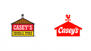 Before and After of Casey's logo