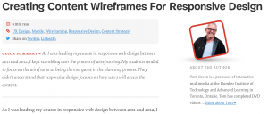 Image of Smashing Magazine article on creating content wirefrmaes for responsive design