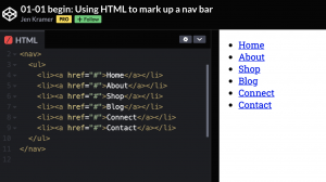 HTML code used for making navs